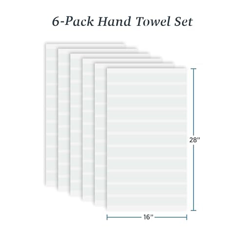 Welhome James 100% Cotton 6 Pack Hand Towels - Textured Stripe Towels, Soft & Absorbent, White - color: White, size: 6 Piece Hand Towel