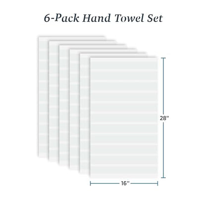 Welhome James 100% Cotton 6 Pack Hand Towels - Textured Stripe Towels, Soft & Absorbent, White - color: White, size: 6 Piece Hand Towel