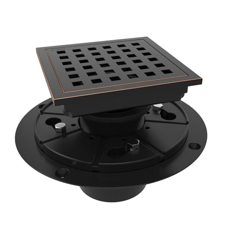 4 Inch Square Shower Floor Drain with Flange,Quadrato Pattern Grate Removable,Food-Grade SUS 304 Stainless Steel,Watermark&CUPC Certified,Oil Rubbed Bronze - color: Oil Rubbed Bronze, size: 4 Inch