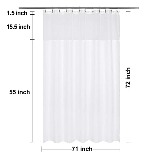 N&Y HOME Waffle Weave Shower Curtain with Snap-in Liner Set White, 71x72 | 12 Metal Hooks Included, Snap on/off Fabric Liner, Mesh Top Window, Washable, Hotel Style Shower Curtain Set for Bathroom - color: White, size: 71"W x 72"L (Pack of 1)