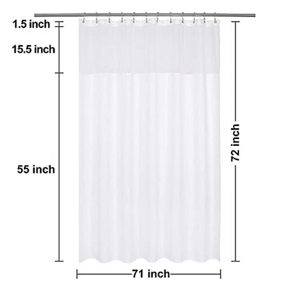 N&Y HOME Waffle Weave Shower Curtain with Snap-in Liner Set White, 71x72 | 12 Metal Hooks Included, Snap on/off Fabric Liner, Mesh Top Window, Washable, Hotel Style Shower Curtain Set for Bathroom - color: White, size: 71"W x 72"L (Pack of 1)