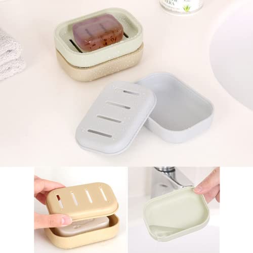 4 Pack Plastic Soap Dish, Soap Container, Double Layer Draining Soap Holder for Shower, Bathroom or Kitchen, C-0060 - color: 4 Pcs