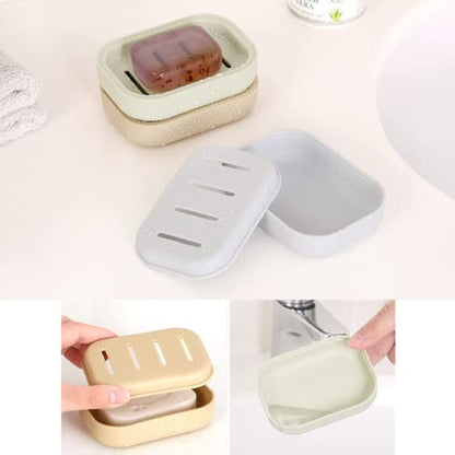 4 Pack Plastic Soap Dish, Soap Container, Double Layer Draining Soap Holder for Shower, Bathroom or Kitchen, C-0060 - color: 4 Pcs