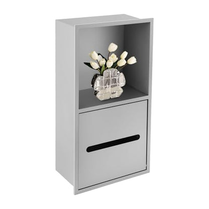 2 Tier Bathroom Wall Niche, Toilet Paper Holder with Shelf, Recessed Stainless Steel Organizer for Bathrooms, Living Rooms, Bedrooms, 8.54x4.92x16.54in (Silver) - color: Silver