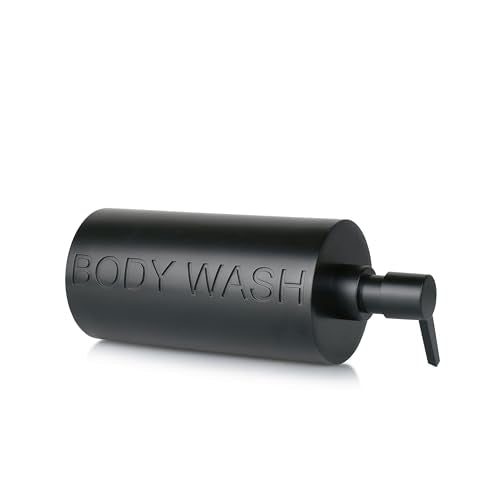 Matte Black Body Wash Dispenser Luxurious Refillable Pump Bottle with Embossed Text, Durable Construction for Bathroom and Shower - color: Body Wash Black