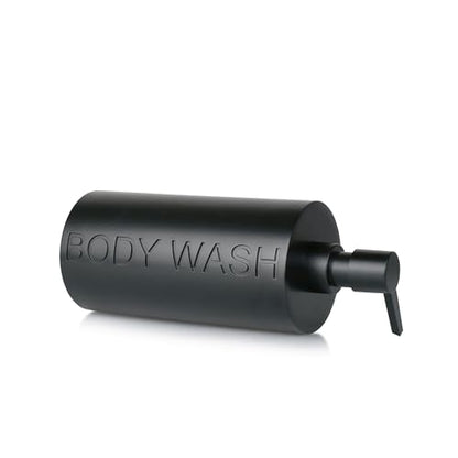 Matte Black Body Wash Dispenser Luxurious Refillable Pump Bottle with Embossed Text, Durable Construction for Bathroom and Shower - color: Body Wash Black