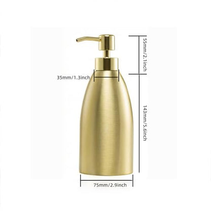 304 Stainless Steel Soap Dispenser 16oz Rust-Proof Liquid Soap Pump Bottle for Kitchen or Bathroom Countertop Hand Dish Lotion Leak-Proof (Matte Gold) - color: Matte Gold