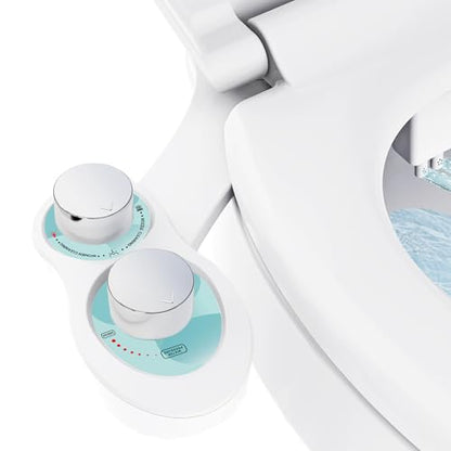 RV Bidet Toilet Seat Attachment, RV Bidet for Camper Toilet with Dual Nozzles, Self/Rear/Front Cleaning, Non-Electric, Adjustable Water Pressure, Fresh Water - color: Aqua-Chrome
