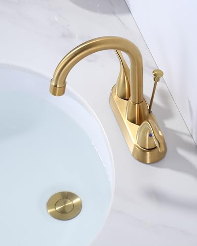 WOWOW Gold Bathroom Drain Assembly with Lift Rod and Overflow Stopper for Vessel Sink - color: Gold, style: Style B: lift rod drain