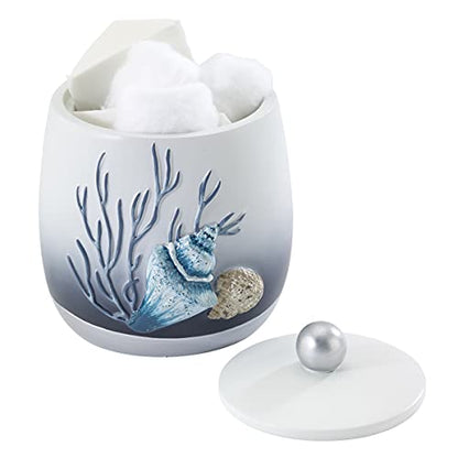 Avanti Linens – Bathroom Accessory, Resin Countertop Accessories, Oceanscape Inspired Bathroom Decor (Blue Lagoon Collection) - size: Covered Jar