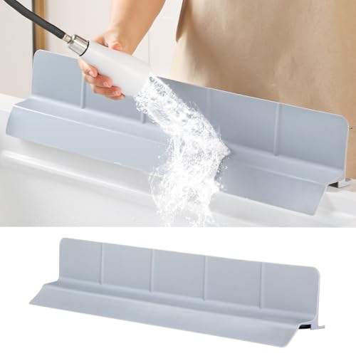 23" Ultra Silicone High Sink Splash Guard, Grey | Released in 2026, Self-Draining Water Splash Guard, for Kitchen Sink&Bathroom&Island, 3.5" Splash Guard, 7 Strong Suction Cup - color: Gray