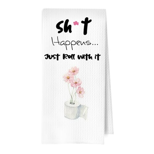 Funny Inspirational Hand Towels - Funny Bathroom Decor, Floral Humorous Quote Decorative Waffle Hand Towels for Bathroom Washroom Restroom Toilet, 16x24 Inch - color: Towel- 01