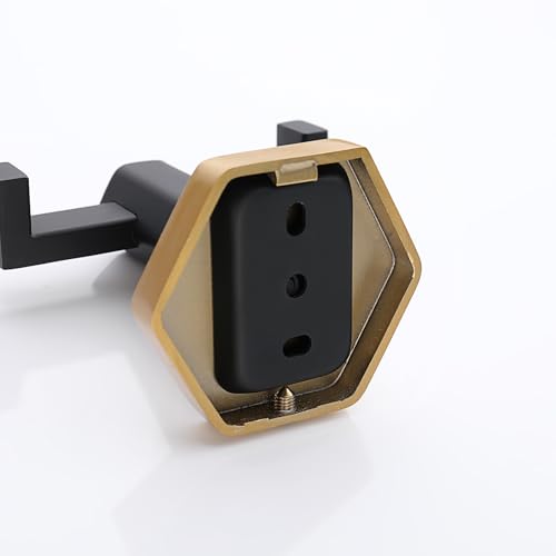 GERZWY Stainless Steel Coat/Robe Clothes Hook for Bath Kitchen, Bathroom Double Towel Hook Wall Mounted 2 Pack (Black & Gold) - color: Black & Gold