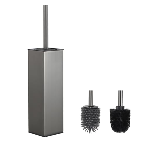 Toilet Brush and Holder Set Gun Gray Freestanding Toilet Bowl Brush for Bathroom - color: Gun Gray