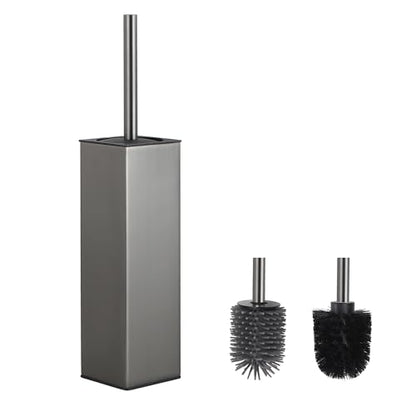 Toilet Brush and Holder Set Gun Gray Freestanding Toilet Bowl Brush for Bathroom - color: Gun Gray
