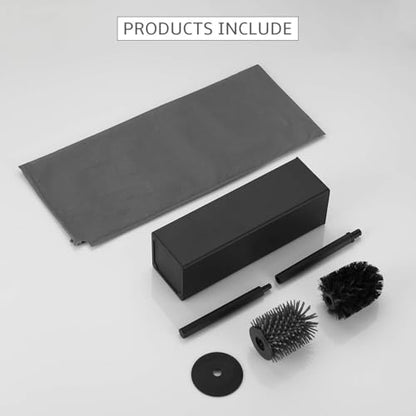 BGL Toilet Brush and Holder Set, Matte Black Freestanding for Bathroom Storage and Organization, Square Design Sturdy and Space Saving - color: Matte Black
