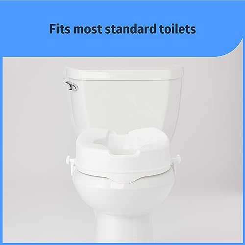 Medline Raised Toilet Seat with Secure Side Locks, 4" Elevation - 250 lbs. Capacity, for Seniors, Elderly, Independent Adults and Disabled Adults - 1 Ct.