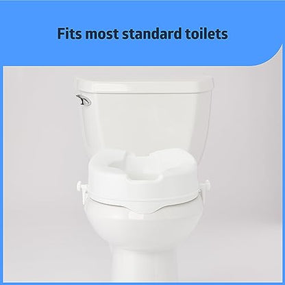Medline Raised Toilet Seat with Secure Side Locks, 4" Elevation - 250 lbs. Capacity, for Seniors, Elderly, Independent Adults and Disabled Adults - 1 Ct.