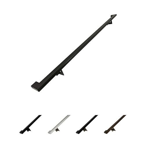 Urban Contemporary Aluminum Complete Handrail Grab Bar Set, Brackets Included, Powder Coated Finish (Black, 5 Foot Handrail) - color: Black, size: 5 Foot Handrail