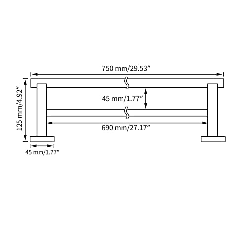 Miyili Bathroom Double Towel Bar 30-Inch Stainless Steel Bath Hand Towel Rack Wall Mount Polished Finish, A02C75B - color: Polished Steel, size: 30-Inch
