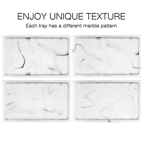 Luxspire Resin Bathroom Vanity Tray Countertop Organizer, M, Marble White | 10 x 6 inch, non-slip waterproof resin, easy wipe clean, fits bath kitchen vanity, holds jewelry toiletries soap - color: Marble White, size: M