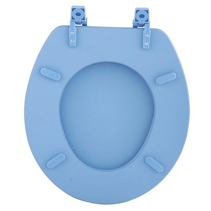 PowerSellerUSA Vinyl Round Soft Toilet Seat, Adjustable Hinges Toilet Seats with Non Slip Grip Tight Bumpers, Standard Heavy Duty Plastic Bathroom Toilet Seat Close Lid Set, Aqua - color: Aqua - Vinyl, size: 17" Standard