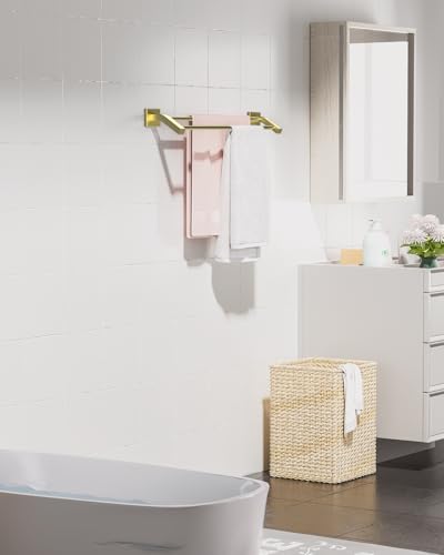 Alise Double Towel Bar, 20" Towel Racks for Bathroom Wall Mounted, Gold | SUS304 Stainless Steel Bathroom Towel Holder, Quick Drying Towel Hanger Towel Rod - color: Gold, size: 20-Inch (2-Bars)