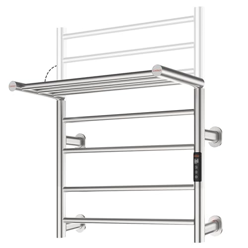 Heated Towel Rack Foldable Smart Dual-Zone APP No-Drill Brushed CA3 - color: Brushed, size: Pro-7Bar H27.56 x W21.65