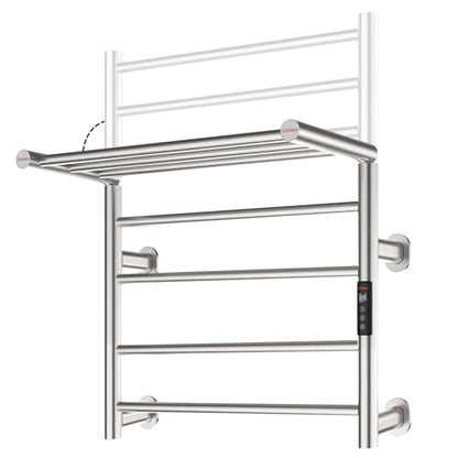 Heated Towel Rack Foldable Smart Dual-Zone APP No-Drill Brushed CA3 - color: Brushed, size: Pro-7Bar H27.56 x W21.65