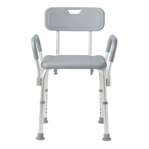 Dr. Dunley Bath Chair for Seniors, Shower Seat with Back, Suction Feet, Non-Slip Adjustable Height Shower Bench for Elderly, 350lb Weight Capacity - size: Backrest with Arms