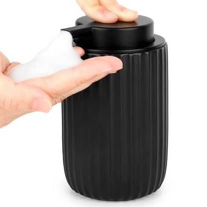 Segbeauty Foaming Soap Dispenser Black, 10.8oz Ceramic Foam Hand Soap Dispenser for Bathroom, 320ml Empty Refillable Liquid Containers for Kitchen, Lotion Dispensers Bottle with Foaming Pump - color: Black, style: Foaming