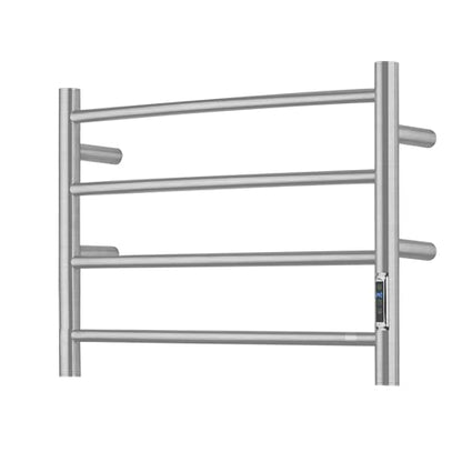 Towel Warmer with Built-in Timer for Bathroom Wall Mounted Bath Towel Heater Plug-in Electric Heated Towel Rack Brushed ETW29 - color: Round Brushed With Timer, size: 4 Bar