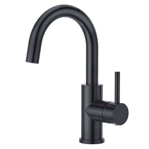 CREA Black Bathroom Faucet Brushed Nickel, Prep Wet Bar Sink Faucet Stainless Steel Single Hole Small Kitchen Faucet with 4 Inch Deck Plate, Mini Faucet Outdoor Tap for Farmhouse Vanity Sink Lavatory - color: Matte Black