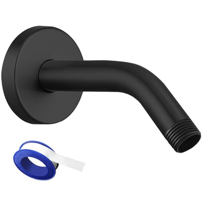 Voolan Shower Arm with Flange and Teflon Tape, Extension Shower Head Arm for Bathroom Fixed Shower Head, Solid Stainless Steel, Wall Mounted (8 Inch,Black) - color: Black, style: 8 Inch