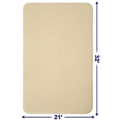 American Soft Linen 21x32 Fluffy Foamed Slip Reducer Bath Rug, Machine Washable Area Bath Mat Rugs for Bathroom, Beige - color: Beige, style: 21x32" Fluffy Foamed Bath Mat