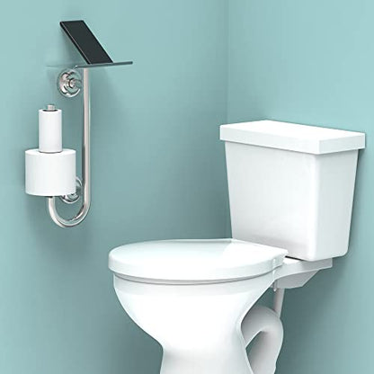 3-in-1 Stainless Steel Double Toilet Paper Holder with Heavy Duty Grab Bar and Top Shelf for Wet Wipes, Napkins, Phone, Pad. (Brushed Nickel, Right-Hand) - color: Brushed Nickel, size: Right-Hand