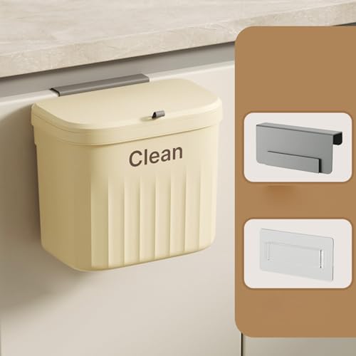 Kitchen Waste Bin Hanging Countertop Trash Can with Lid 8.5 / 12L Wall Mounted Recycling Garbage Basket for Bathroom Decor Garbage Basket for Bathroom