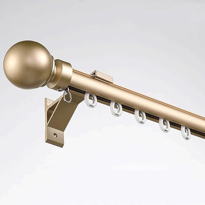 Single Roman Rail Silent wall Mounted Track Curtain Track Wall Mount Curtain Rods Room Divider Heavy-Duty Curtains Rails for Privacy in Open Rooms Easy to Install(Gold,1m(3.3ft)) - color: Gold, size: 1m(3.3ft )