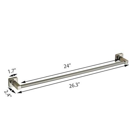Bathroom Wall Mounted Towel Rack,24 Inch Brushed Nickel Towel Bar with Stainless Rack and Hand Towel Holder, Shower and Bath Towel Racks for Bathroom Wall(Total Length 26-Inch) - color: Brushed Nickel, size: 24In
