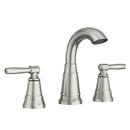Moen 84972SRN Halle Widespread 2-Handle Bathroom Faucet with Drain Assembly, Spot Resist Brushed Nickel, 3-Hole, 8â€“16" Adjustable Installation - color: Spot Resist Nickel