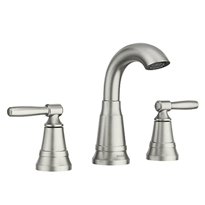 Moen 84972SRN Halle Widespread 2-Handle Bathroom Faucet with Drain Assembly, Spot Resist Brushed Nickel, 3-Hole, 8â€“16" Adjustable Installation - color: Spot Resist Nickel