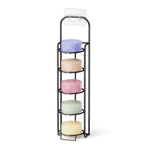 SpaceAid 5 Tier Shampoo Bar Holder for Shower, Self Draining Soap Bar Holders Caddy for Bathroom Wall and Kitchen Sink, Shampoo Bar Dish Rack, Stainless Steel Bar Soap Holder (Black) - color: Black, size: 5-Tier