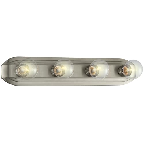 Designers Fountain 4-Lights Melrose Vanity Light Fixture, 24 Inch Wall Mount Sconce for Bathroom, Bedroom or Mirror, Brushed Nickel, 6614-BN - size: 4-Light