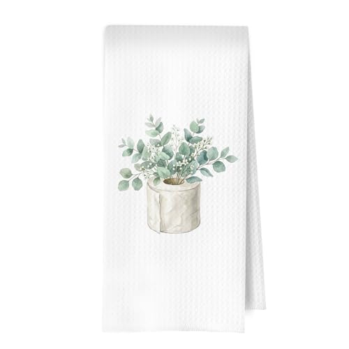 Eucalyptus Hand Towels for Bathroom - Watercolor Eucalyptus Decorative Waffle Kitchen Towel, Minimalist Toilet Paper Roll Hand Towel, 16×24 Inch - color: Botanical- 05