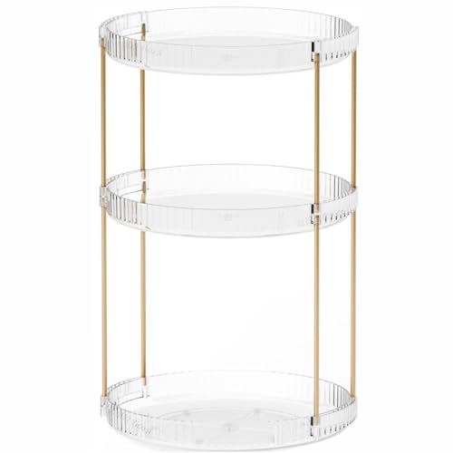 Acrylic 360 Rotating Makeup Organizer and Perfume Organizer,3 Tier Make Up Holder and Acrylic Skincare Organizers for Countertop,Vanity,Bathroom,Clear Spinning Beauty Organizer for Face Product - size: 3 Tier