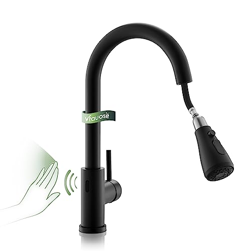 VFAUOSIT Touchless Kitchen Faucet with Pull Down Sprayer, Matte Black | 3 Spray Modes, cUPC/CEC Certified, SUS304 Steel, Fingerprint-Resistant Finish, Ceramic Disc Valve, Single-Handle Control - color: Matte Black-07