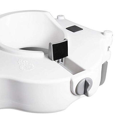 Vaunn Raised Toilet Seat and Elevated Commode Booster Seat Riser with Removable Padded Grab Bar Handles & Locking Mechanism