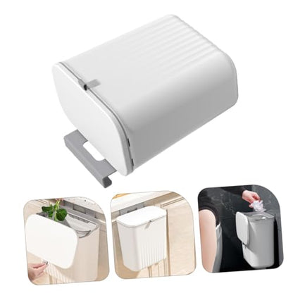 Hanging Kitchen Trash Can with Lid Wall-Mounted Waste Bucket Plastic Hook Holder Small Garbage Bin for Cabinet Door Bathroom and Rv Use