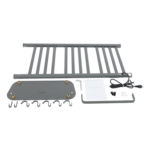 Freestanding Towel Warmer Rack, Heated Electric Carbon Fiber, Timer (Grey) | Place in Bathrooms to Warm Towels and Dry Clothes—Carbon Fiber Heating Eliminates Dampness, Spa‑Like Comfort Daily. - color: Grey