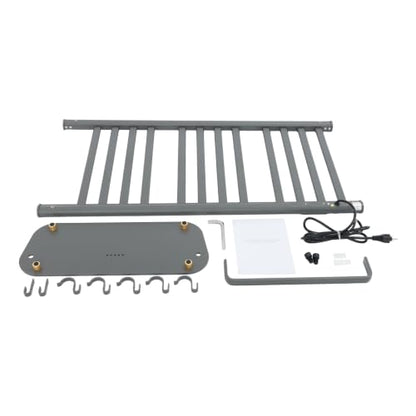 Freestanding Towel Warmer Rack, Heated Electric Carbon Fiber, Timer (Grey) | Place in Bathrooms to Warm Towels and Dry Clothes—Carbon Fiber Heating Eliminates Dampness, Spa‑Like Comfort Daily. - color: Grey